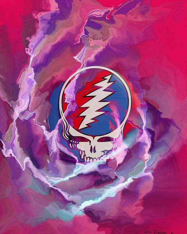 Grateful Dead Poster featuring the digital art Greatful Rose by David Lane