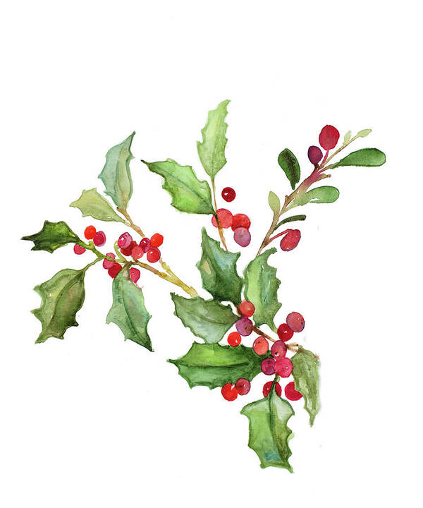 Holly Poster featuring the mixed media Holly Branches II by Lanie Loreth