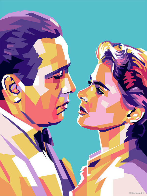  Humphrey Poster featuring the digital art Humphrey Bogart and Ingrid Bergman by Stars on Art