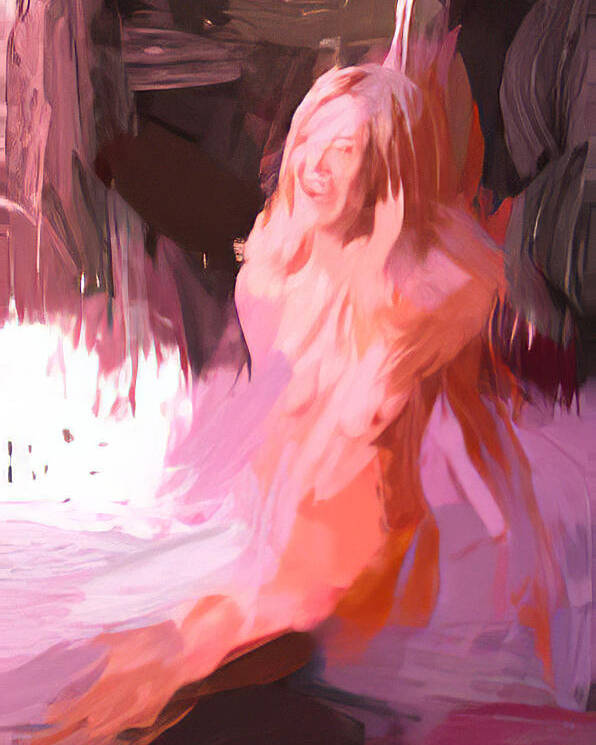 Nude Poster featuring the digital art In the water abstract by Cathy Anderson