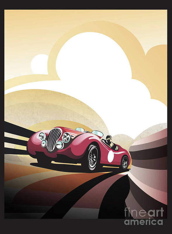 Classic Car Poster featuring the painting Jaguar XK 120 by Sassan Filsoof