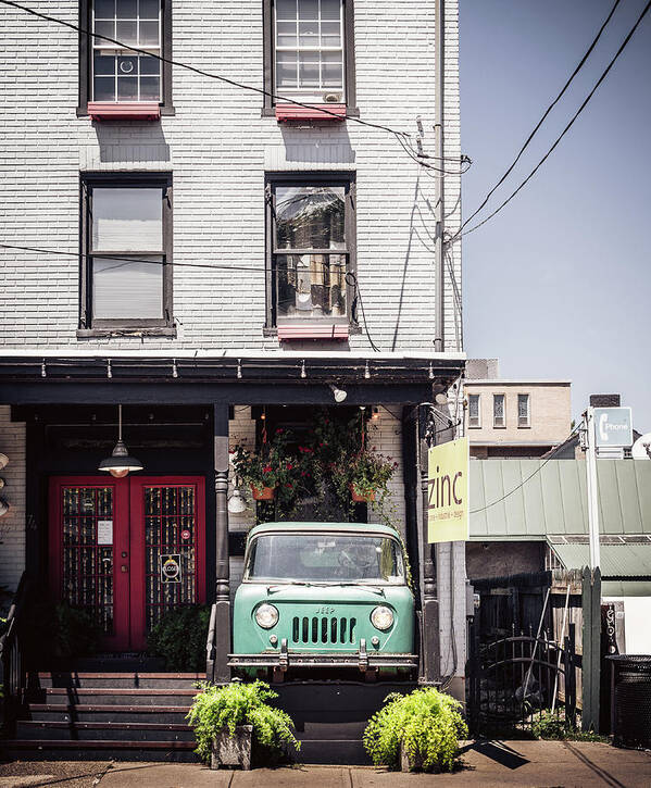 Lambertville Poster featuring the photograph Jeep On The Porch by Steve Stanger
