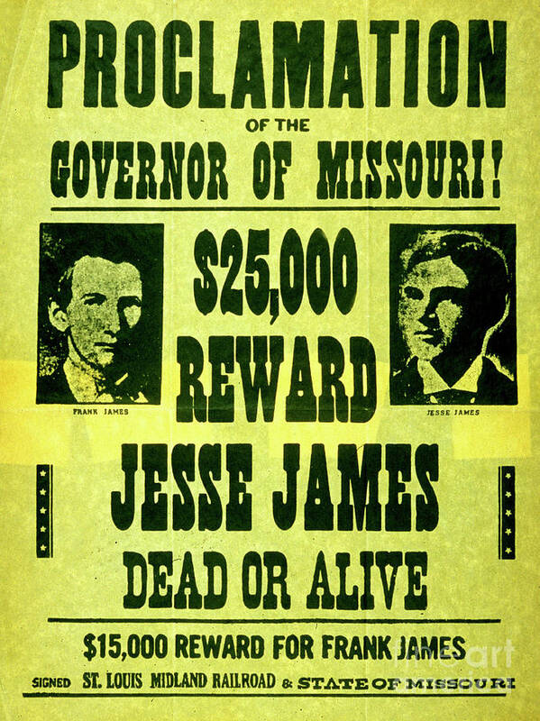 JESSE JAMES 8X10 VINTAGE PHOTOGRAPH & AN 8X10 VINTAGE WANTED POSTER  ONLY $9.95 
