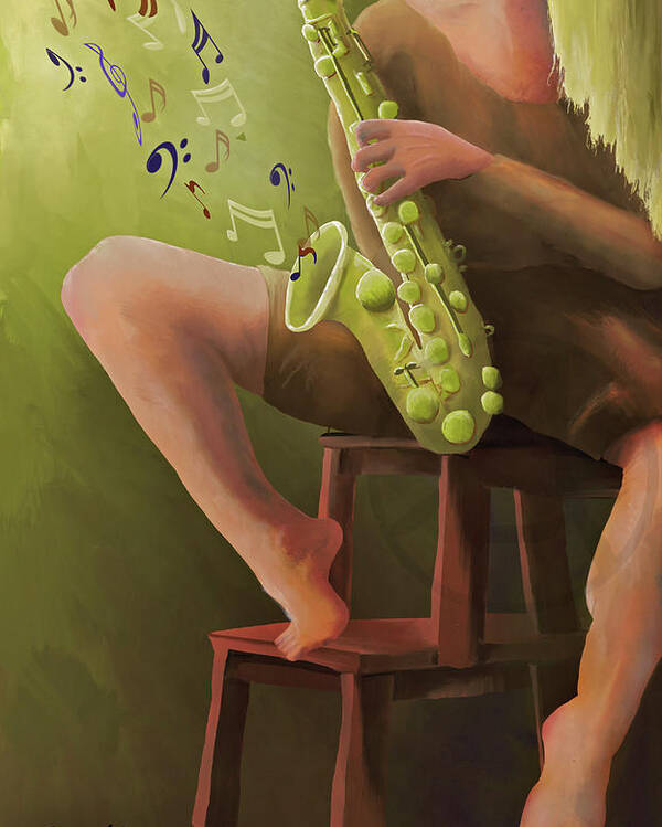 Music Poster featuring the digital art Joys of the Saxophone by April Burton