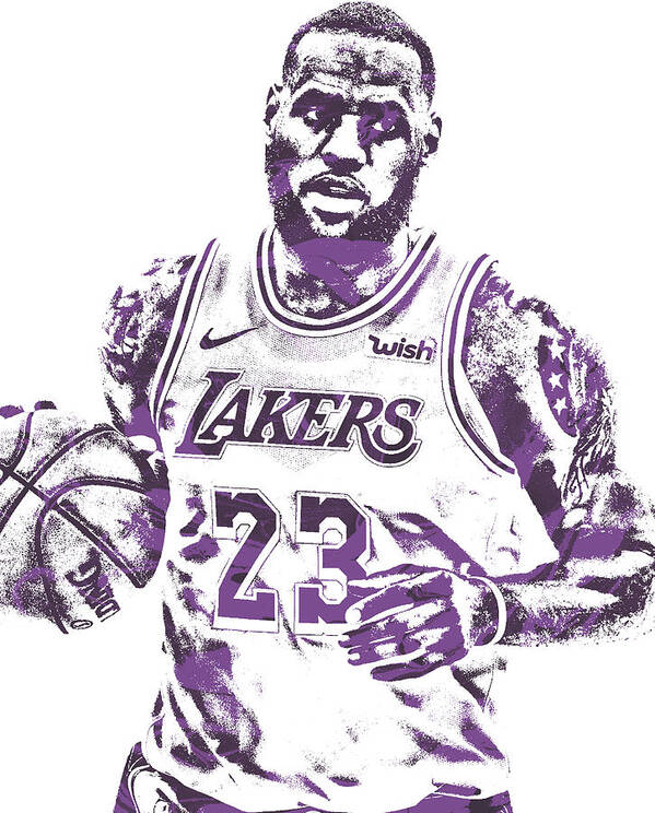 Lebron James Los Angeles Lakers Water Color Pixel Art 30 T-Shirt