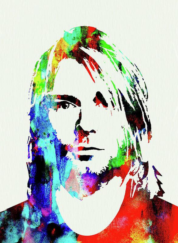 Kurt Cobain Poster featuring the mixed media Legendary Kurt Cobain Watercolor by Naxart Studio