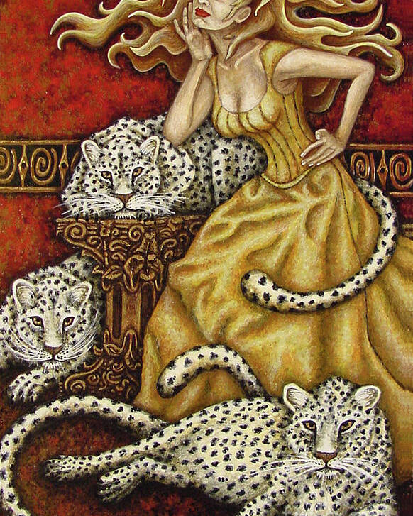Cat Lady Poster featuring the painting Leopard's Lair by Amy E Fraser