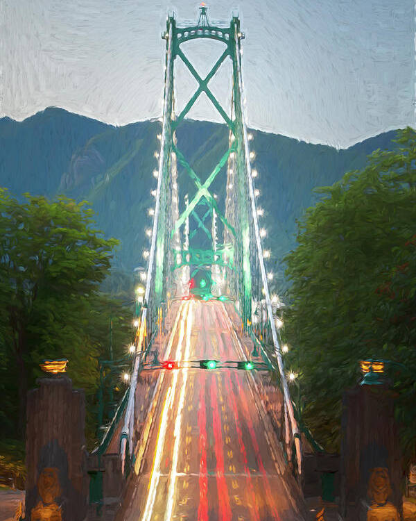 Canada Poster featuring the digital art Lions Gate Bridge Digital Painting by Rick Deacon