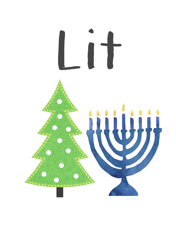Christmas Poster featuring the digital art Lit Christmas And Hanukkah- Art by Linda Woods by Linda Woods