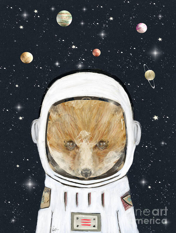 Space Poster featuring the painting Little Space Fox by Bri Buckley