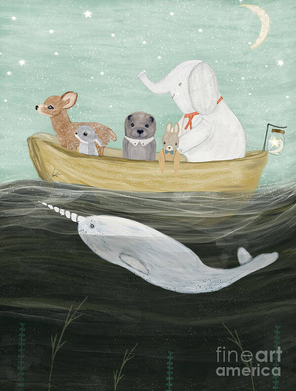 Childrens Poster featuring the painting Little Yellow Boat by Bri Buckley