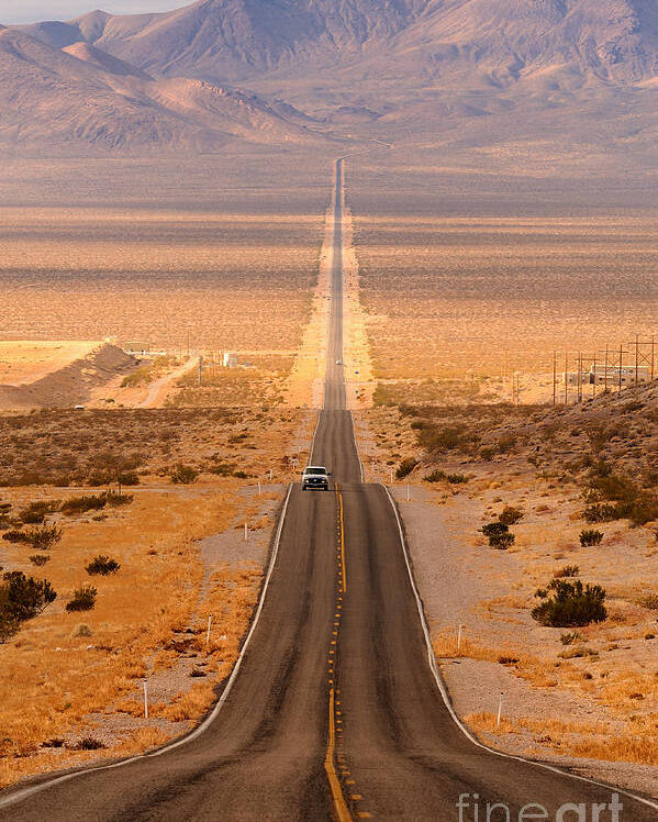 Southwest Poster featuring the photograph Long Desert Highway Leading Into Death by Nagel Photography