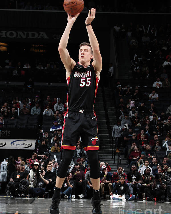Duncan Robinson Poster featuring the photograph Miami Heat V Brooklyn Nets by Nathaniel S. Butler