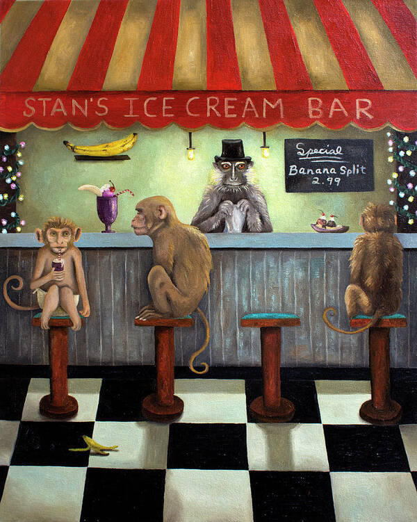 Monkey Business Poster featuring the painting Monkey Business by Leah Saulnier
