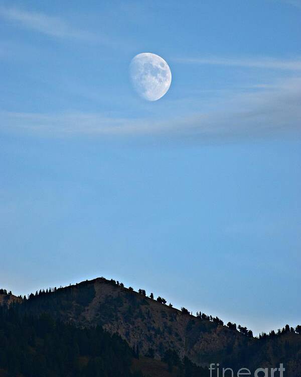 Moon Poster featuring the photograph Moon Over the Mountains by Dorrene BrownButterfield