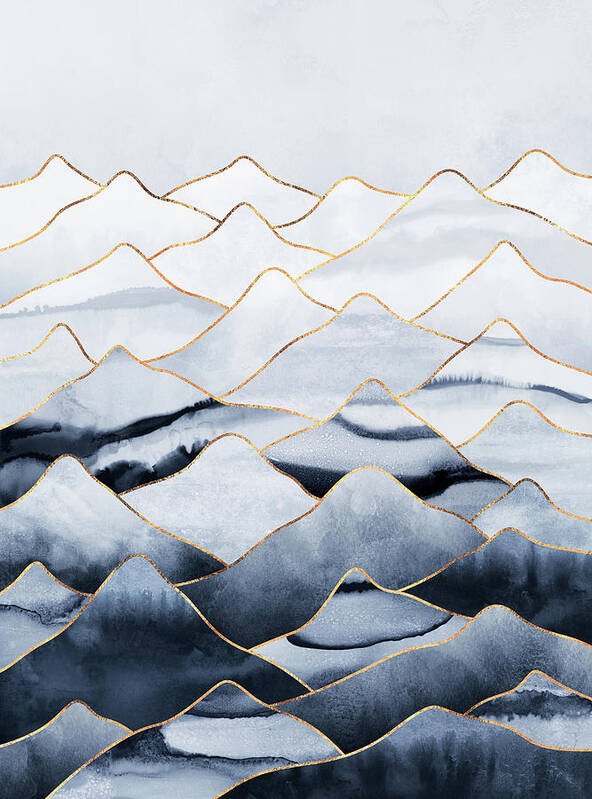 Mountains Poster featuring the mixed media Mountains by Elisabeth Fredriksson