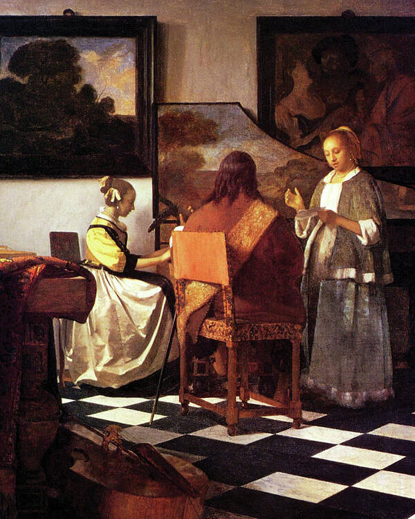 Renaissance Poster featuring the painting Musical Trio by Johannes Vermeer