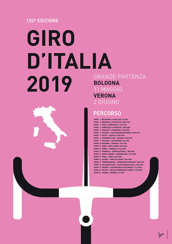 2019 Poster featuring the digital art My Giro Ditalia Minimal Poster 2019 by Chungkong Art