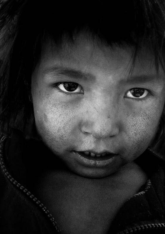 Nepal Poster featuring the photograph Nepal Monochrome Portraits Of Children (series) by Yvette Depaepe