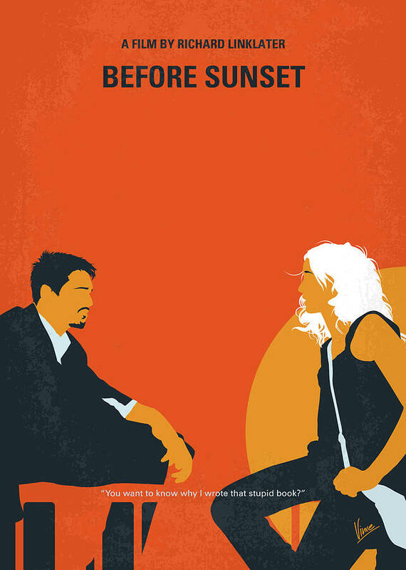 Before Sunset Poster featuring the digital art No1012 My Before Sunset minimal movie poster by Chungkong Art