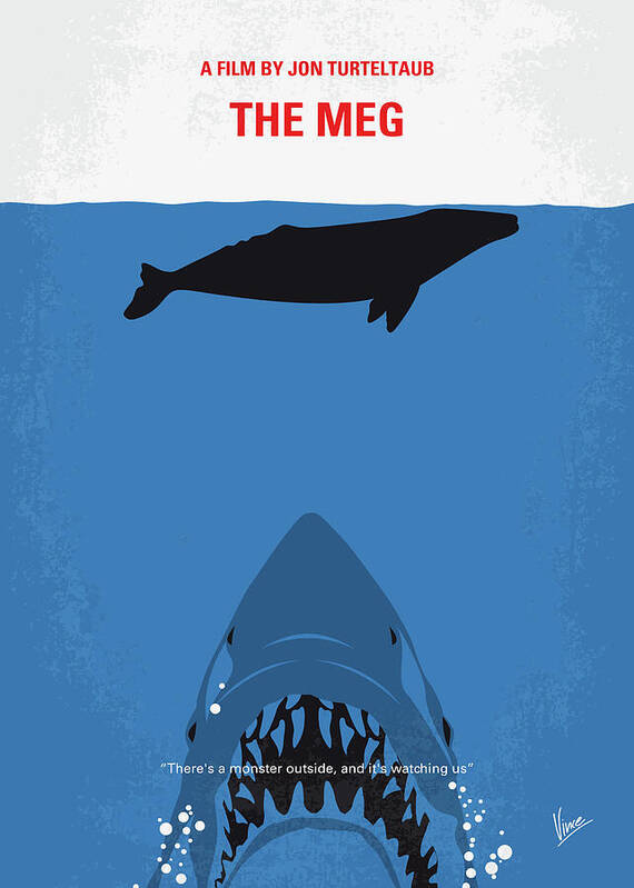 Meg Poster featuring the digital art No985 My MEG minimal movie poster by Chungkong Art