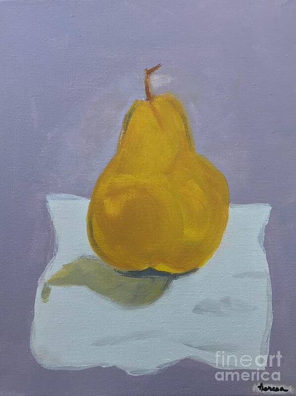 Original Art Work Poster featuring the painting One Pear On a Napkin by Theresa Honeycheck
