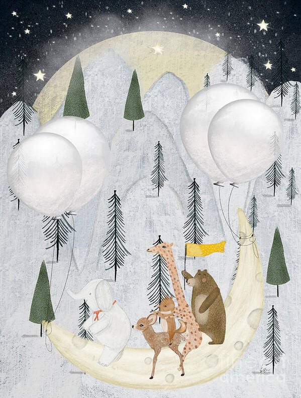 Childrens Poster featuring the painting Over The Moon by Bri Buckley