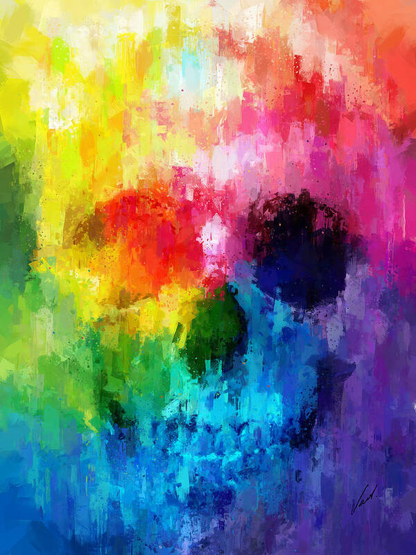 Rainbow Poster featuring the painting Rainbow skull by Vart Studio