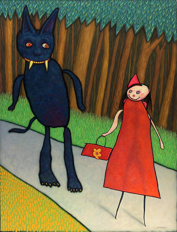Little Red Ridinghood Poster featuring the painting Red Ridinghood by James W Johnson
