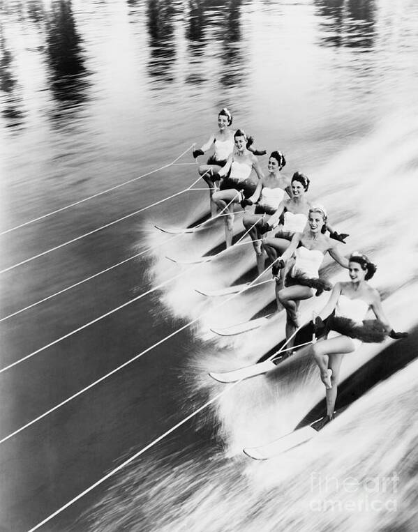 Friendship Poster featuring the photograph Row Of Women Water Skiing by Everett Collection