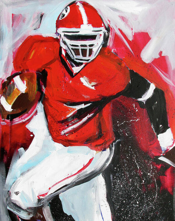 Uga Football Poster featuring the painting Run For It by John Gholson