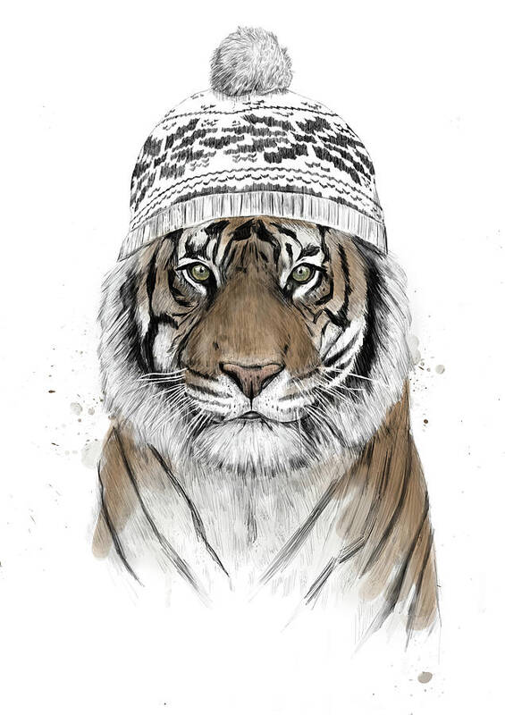 Tiger Poster featuring the mixed media Siberian tiger by Balazs Solti