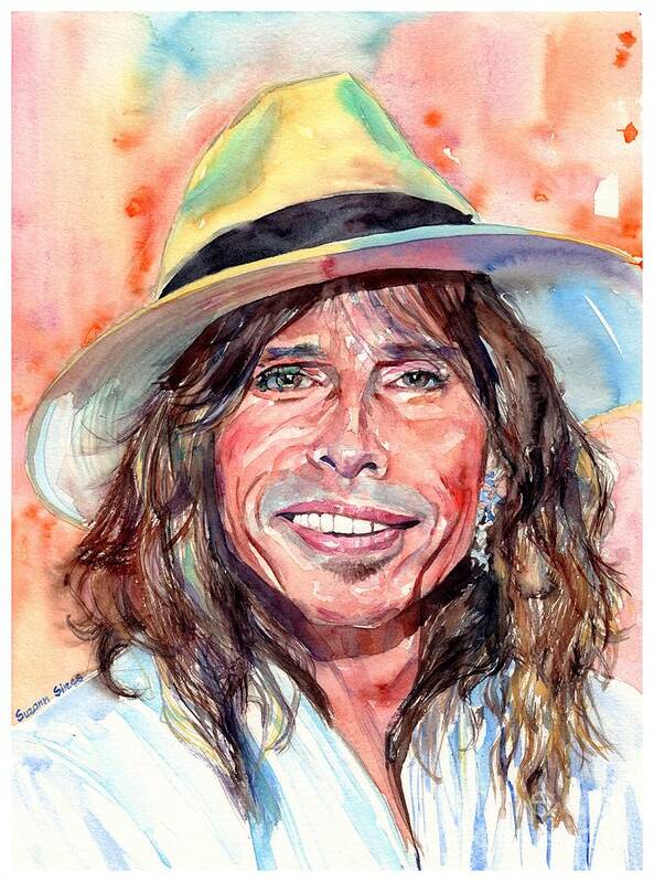 Steven Tyler Poster featuring the painting Steven Tyler Portrait by Suzann Sines