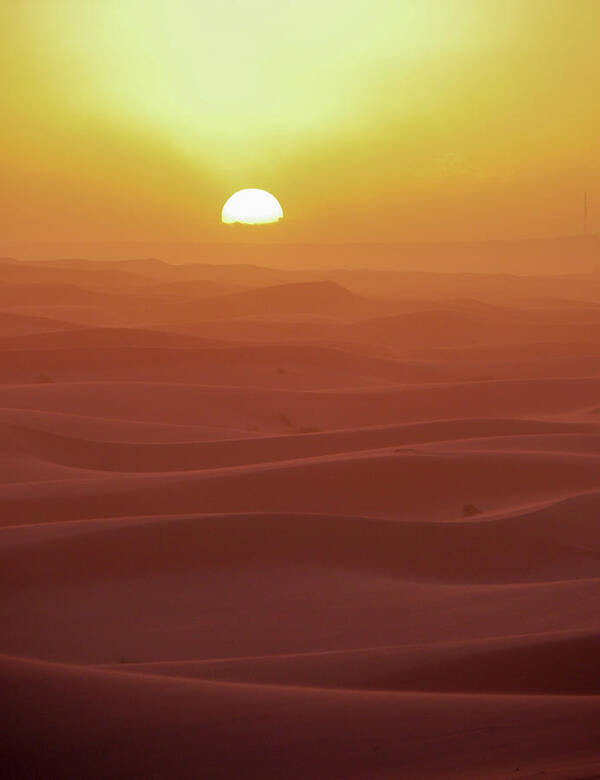Morocco Poster featuring the photograph Sunset Over Dunes by Riosolar
