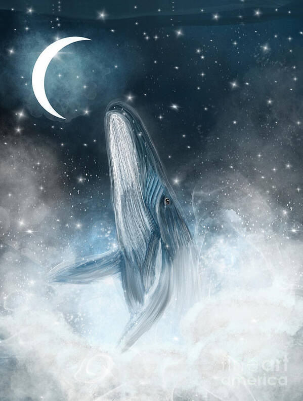Whales Poster featuring the painting Surfing The Stars by Bri Buckley
