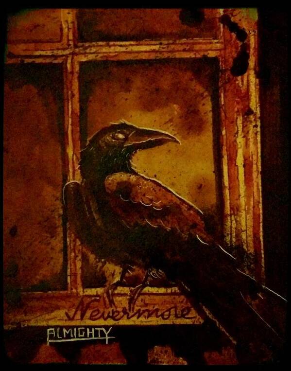 Ryanalmighty Poster featuring the painting Th Raven - Nevermore by Ryan Almighty