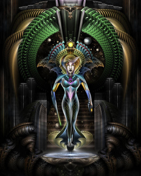 Majesty Of Trilia Poster featuring the digital art The Majesty Of Trilia Fractal Fantasy Portrait by Rolando Burbon