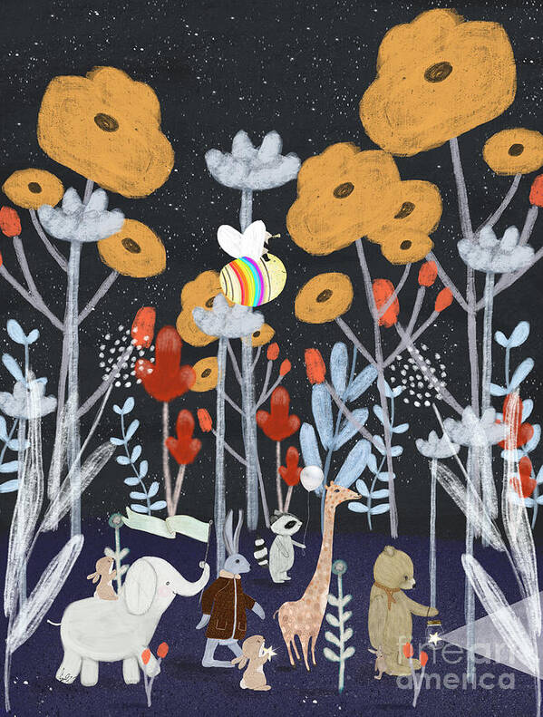 Childrens Poster featuring the painting The Night Forest by Bri Buckley