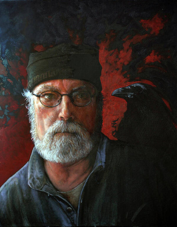 Self Portrait Poster featuring the painting The Raven King by William Stoneham