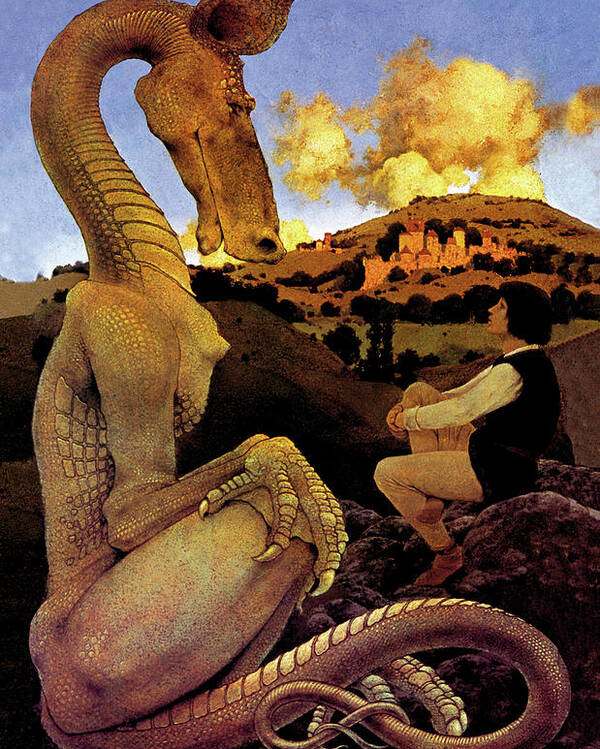 Dragon Poster featuring the painting The Reluctant Dragon by Maxfield Parrish
