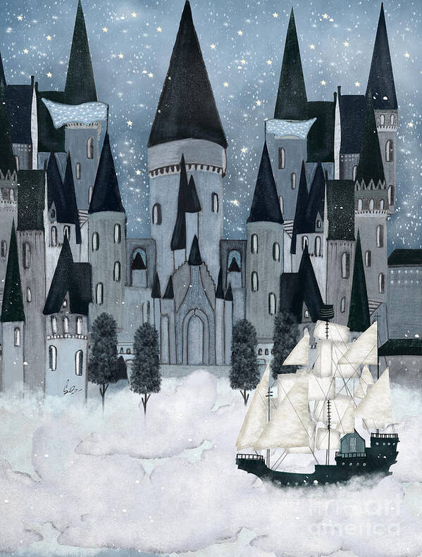 Magic Castles Poster featuring the painting The Sky Wizards Castle by Bri Buckley