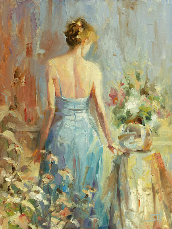 Woman Poster featuring the painting Thoughtful by Steve Henderson