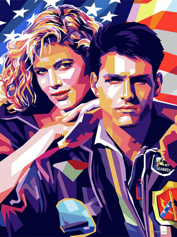 Tom Cruise Poster featuring the digital art Tom Cruise and Kelly McGillis by Stars on Art