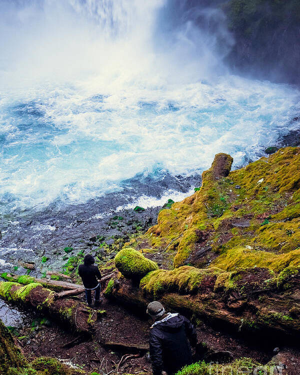 Big Poster featuring the photograph Two Men Explore Koosah Falls In Oregon by Joshua Rainey Photography