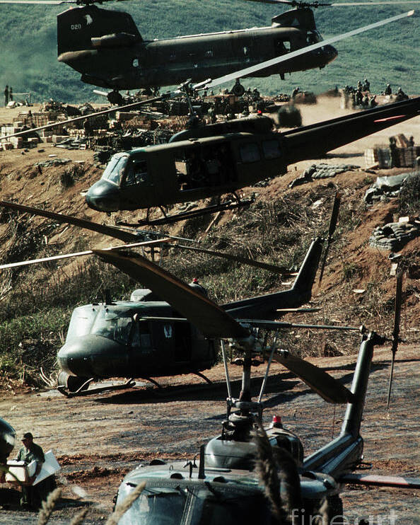 US Helicopters in Vietnam Picture Poster 