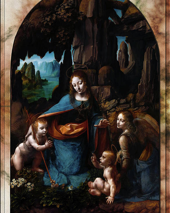 Virgin Of The Rocks Poster featuring the painting Virgin Of The Rocks by Leonardo da Vinci by Rolando Burbon