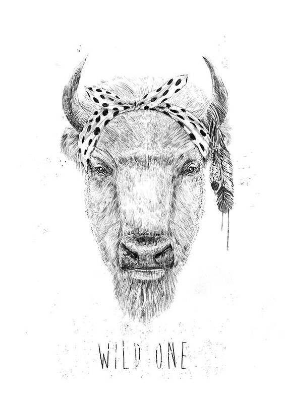 Bull Poster featuring the mixed media Wild one by Balazs Solti