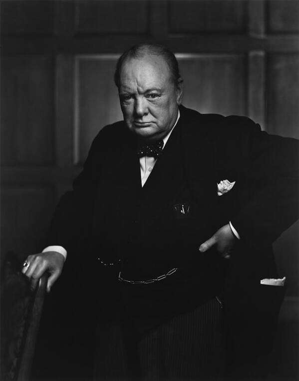 Churchill Poster featuring the photograph Winston Churchill Portrait - The Roaring Lion - Yousuf Karsh by War Is Hell Store