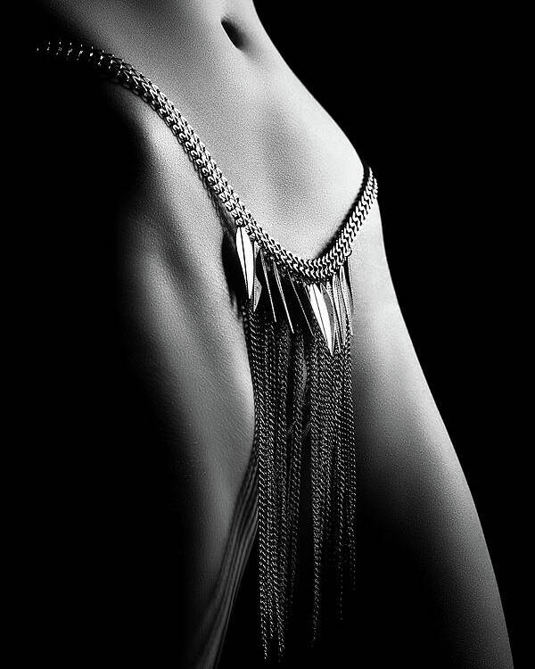 Woman Poster featuring the photograph Woman close-up chain panty by Johan Swanepoel
