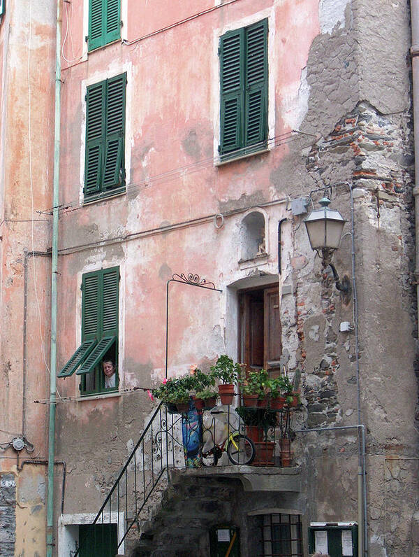 Cinque Terre Poster featuring the photograph Green Shutters by Leslie Struxness
